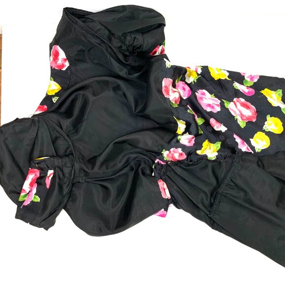 Vintage Raul Blanco Floral Silk Formal Retro Shift Bow Dress Sz 8 - Picture 13 of 16